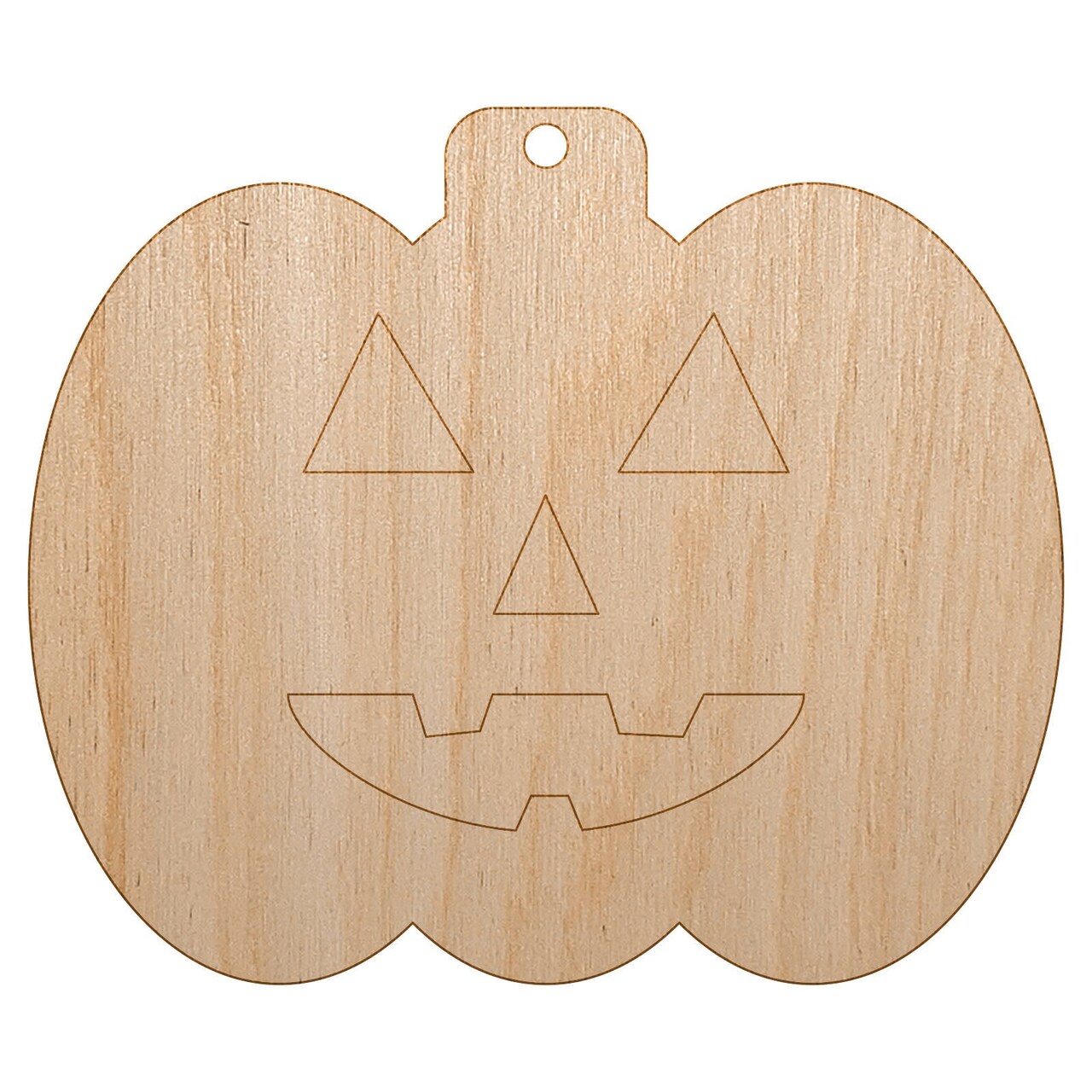 Jack O'Lantern Happy Halloween Pumpkin Unfinished Craft Wood Holiday Christmas Tree DIY Pre-Drilled Ornament